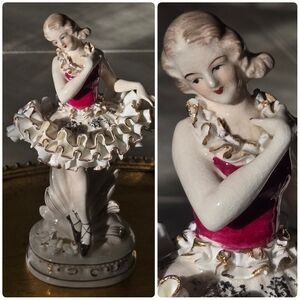 Antique Meissen Ballerina Porcelain Figurine, Painted, Signed